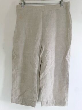 Chico's Lightweight Linen-Blend Crop Pants in Beige